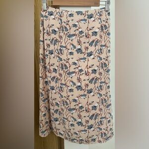 Valija Gitana Floral Maxi Skirt in Blush Pink with Navy Accents - Small